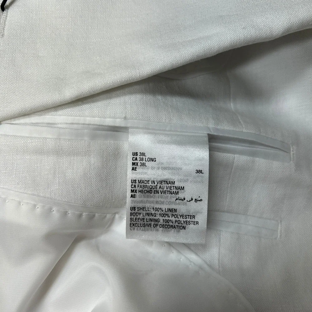 Bar III Linen Suit Jacket Mens 38L White Slim Fit Summer Coastal Sport Coat $360